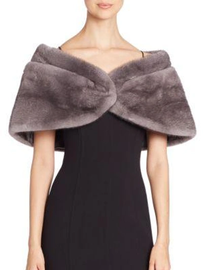 Shop Michael Kors Mink Fur Stole In Blue Iris