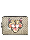 GUCCI Angry Cat-Print GG Supreme Laptop Case