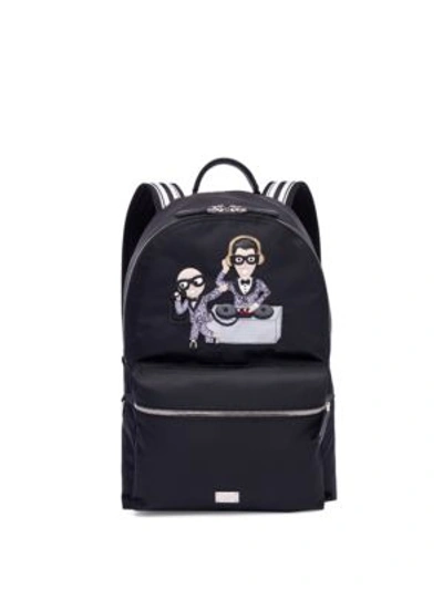 Dolce & Gabbana Volcano Designer's Patch Backpack In Black