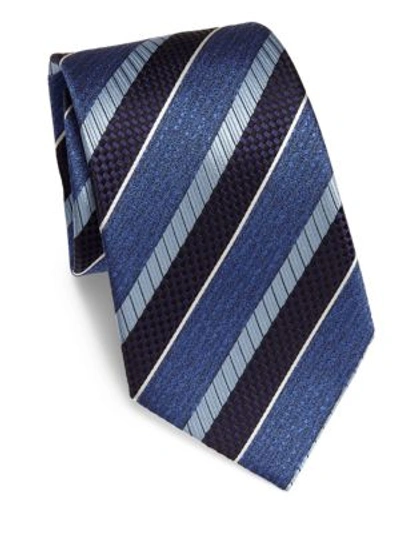Ermenegildo Zegna Multi Stripe Silk Tie In Purple Blue