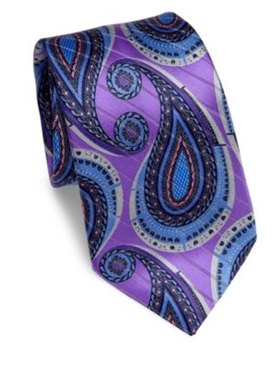 Shop Ermenegildo Zegna Textured Paisley Print Silk Tie In Purple