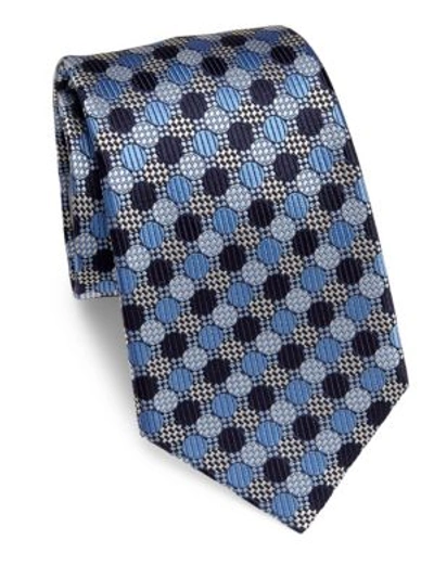 Ermenegildo Zegna Geometric Silk Tie In Blue