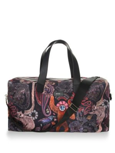 Paul Smith Color Art Leather Holdall In Multi