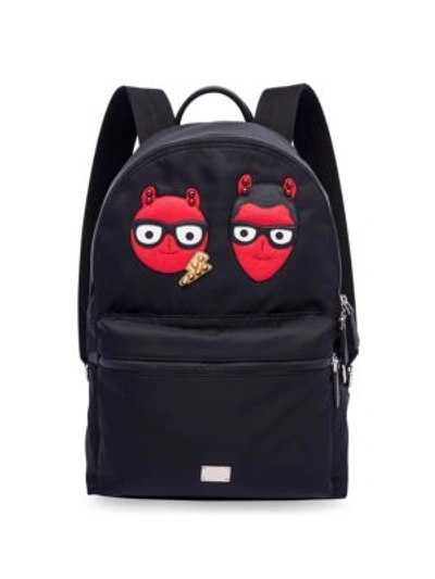 Shop Dolce & Gabbana Embroidered Backpack In Black