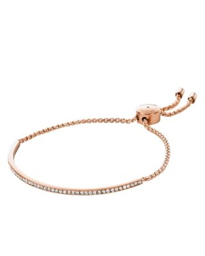 Michael Kors Crystal Skinny Bracelet In Rose Gold