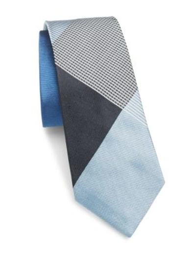 Burberry Manston Silk Tie In Blue Multicolor