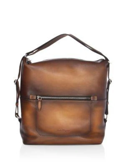 Shop Ferragamo Runway Leather Messenger Bag In Light Brown