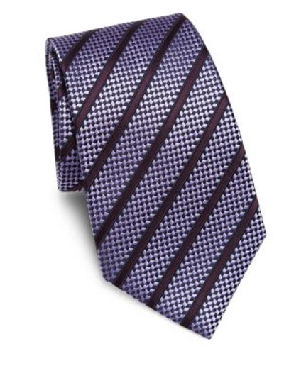 Ermenegildo Zegna Diagonal Stripe Silk Tie In Blue