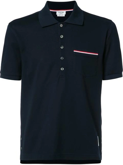 Thom Browne Chest Pocket Shortsleeved Shirt In Blue