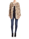ADRIENNE LANDAU Leopard-Print Rabbit Fur Coat