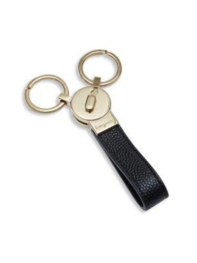 Shop Ferragamo Ten-forty One Leather Key Fob In Black