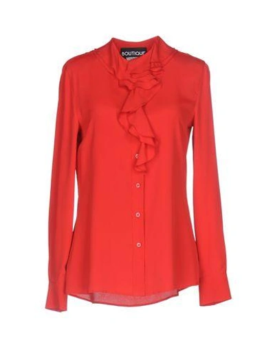 Shop Boutique Moschino Solid Color Shirts & Blouses In Red