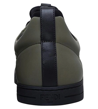 Shop Fendi Monster Leather Trainers In Khaki