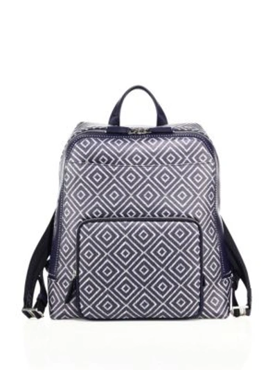 Shop Ferragamo Geometric Leather Backpack In Blue Sand