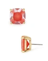 Kate Spade Small Square Enamel Stud Earrings In Orange/gold