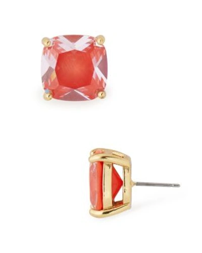 Kate Spade Small Square Enamel Stud Earrings In Orange/gold