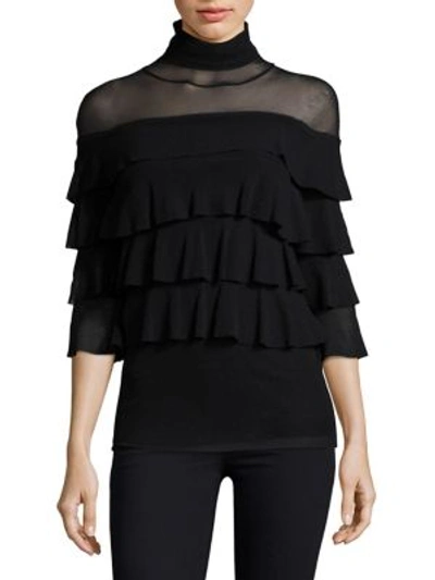 Shop Fuzzi Ruffle Layered Tank Top In Black