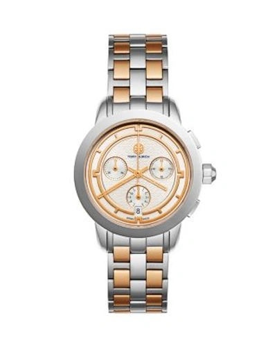 Shop Tory Burch Tory Classic Chronograph Watch, 38mm In Ivory