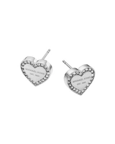 Michael Kors Heart Stud Earrings In Silver