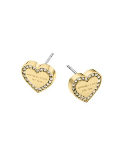 Michael Kors Heritage Hearts??pavé Logo Stud Earrings/goldtone