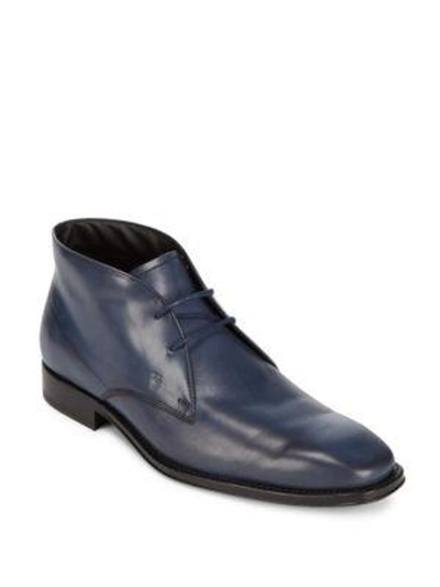 Tod's Leather High-top Shoes In Blue