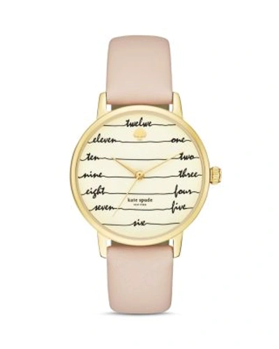 Shop Kate Spade New York Chalkboard Metro Leather Strap Watch, 34mm In White