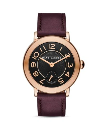 Marc Jacobs Riley Rose Goldtone Stainless Steel & Leather Strap Watch In Black