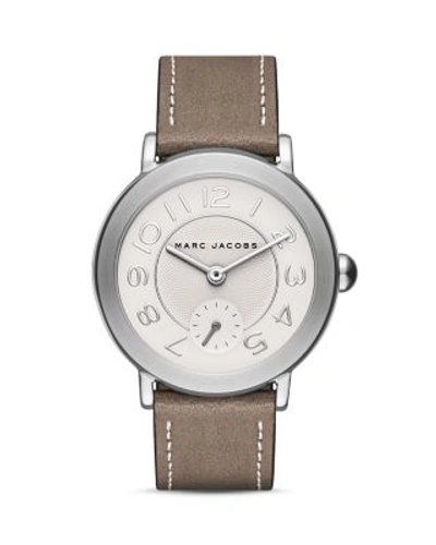 Marc Jacobs Women's Riley Cement Leather Strap Watch 36mm In White/brown