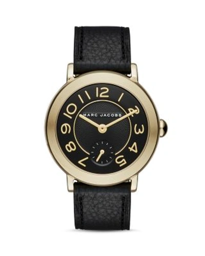 Shop Marc Jacobs Riley Leather Strap Watch, 36mm In Black