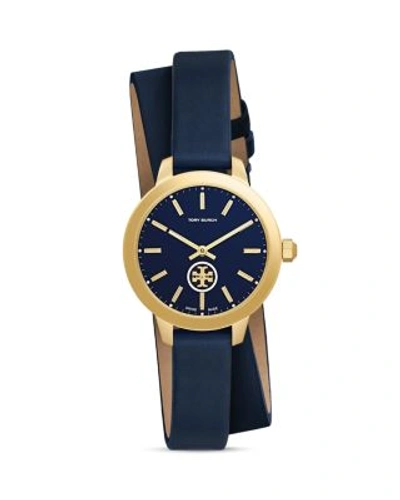 Shop Tory Burch Collins Double Wrap Watch, 32mm In Blue