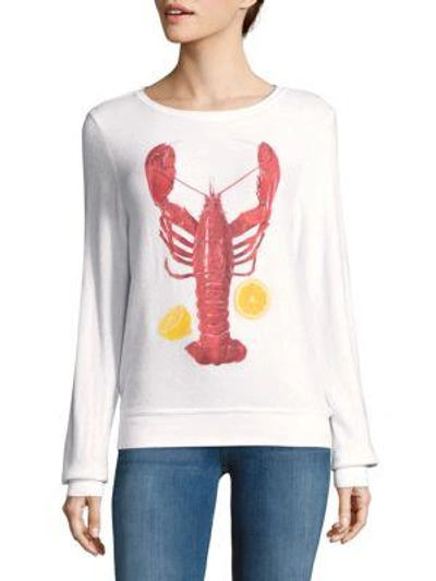 Wildfox Printed Long-sleeve Shirt In Clean White