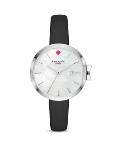 Shop Kate Spade New York Leather Park Row Watch, 34mm In White/black
