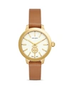 TORY BURCH Collins Leather Strap Watch, 38mm,1753136TAN
