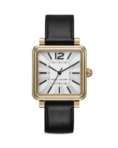 Shop Marc Jacobs Vic Leather Strap Watch, 30mm In Black