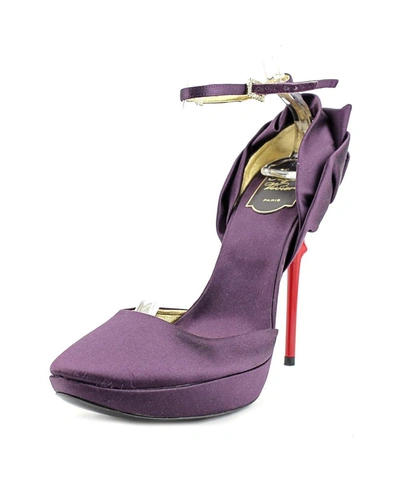 Roger Vivier Dorsy Rose&#39; Nd Roll   Round Toe Canvas  Heels' In Purple