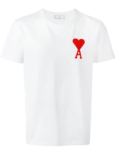 Ami Alexandre Mattiussi Ami De Coeur Cotton-jersey T-shirt In White