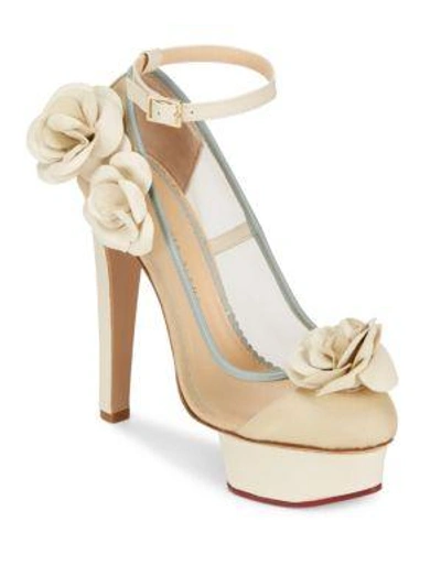 Charlotte Olympia Flower Island Platforms In Ivory
