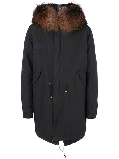 Mr & Mrs Italy Fur Trimmed Mid Parka In Black