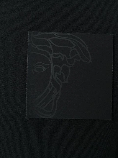 Shop Versace Collection Medusa Patch Zipped Hoodie - Black