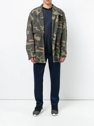 Shop Yeezy Oversized Camouflage Parka In Green
