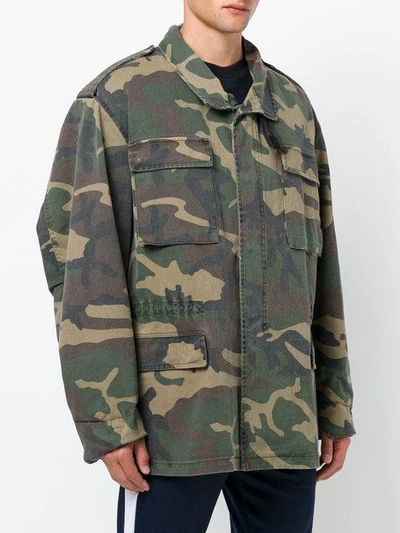 Shop Yeezy Oversized Camouflage Parka In Green