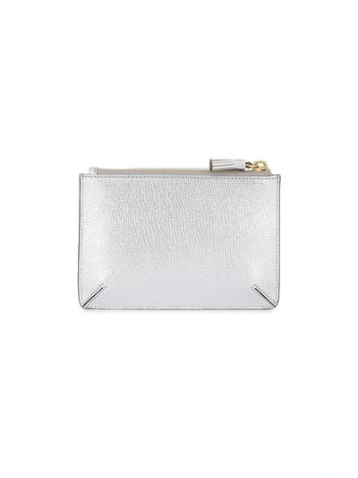 Shop Anya Hindmarch Silver Leather Eyes Flat Coin Purse