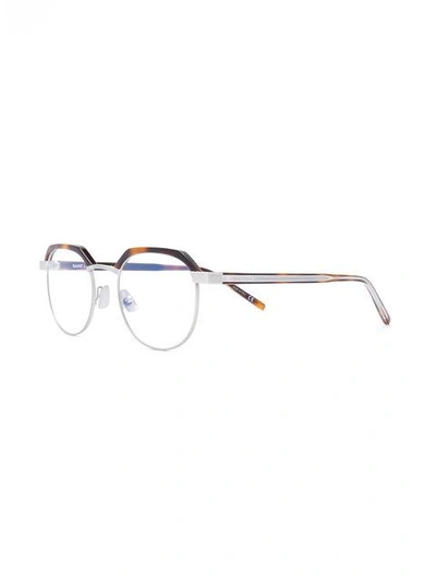 Shop Saint Laurent Round-frame Glasses In Brown