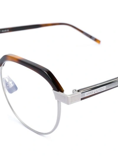 Shop Saint Laurent Round-frame Glasses In Brown