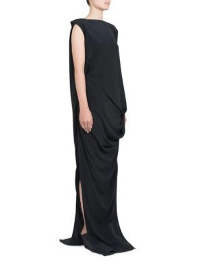 Rick Owens Silk-blend Draped Gown In Black