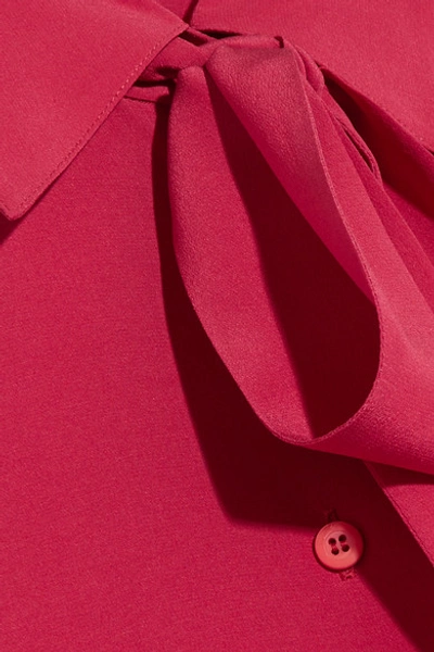 Shop Prada Pussy-bow Silk Crepe De Chine Blouse In Fuchsia