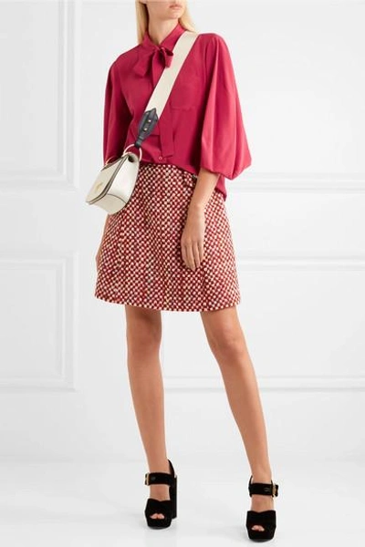 Shop Prada Pussy-bow Silk Crepe De Chine Blouse In Fuchsia