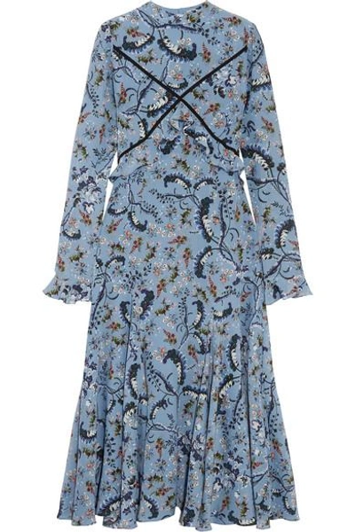 Shop Erdem Cordelia Floral-print Silk Crepe De Chine Midi Dress