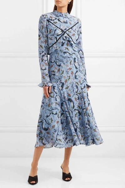 Shop Erdem Cordelia Floral-print Silk Crepe De Chine Midi Dress