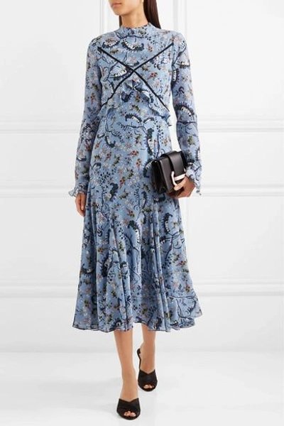 Shop Erdem Cordelia Floral-print Silk Crepe De Chine Midi Dress